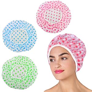 Shower-Caps-Waterproof-Bath-Cap-Reusable-Shower-Caps-Environmental-Protection-Hair-Bath-Caps-3-Pieces Shower Caps, Waterproof Bath Cap, Reusable Shower Caps, Environmental Protection Hair Bath Caps, 3 Pieces