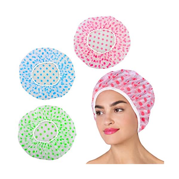 Shower-Caps-Waterproof-Bath-Cap-Reusable-Shower-Caps-Environmental-Protection-Hair-Bath-Caps-3-Pieces Shower Caps, Waterproof Bath Cap, Reusable Shower Caps, Environmental Protection Hair Bath Caps, 3 Pieces