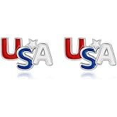 USA American Flag Earrings for Women Men 4th of July Fashion Red Blue White Patriotic Earring Cartilage Pierced Studs Cute Independence Day Jewelry Outfits Accessories
