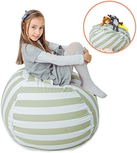 Stuffed Animal Storage Bean Bag XXL โ 100% Cotton Canvas Machine Washable (Sage Green, 38") XL Perfect Plush Toy Storage Fill Anything Soft to Make a Bean Bag Chair/Ottoman/Pouf Durable Soft