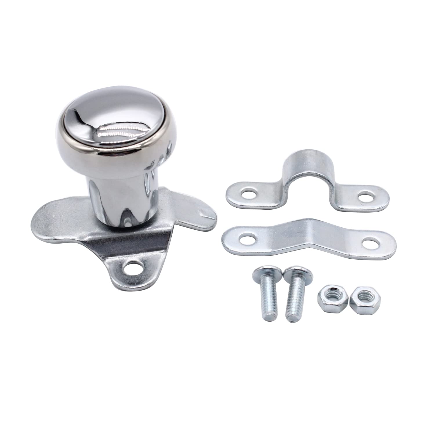 Photo 1 of 1 PC SHLPDFM Chrome Steering Wheel Spinner Suicide Knob Polished Aluminum Steering Wheel Spinner 70108 Universal Fits for All Vehicles Like Cars Trucks Boats Lawn Mowers Tractors