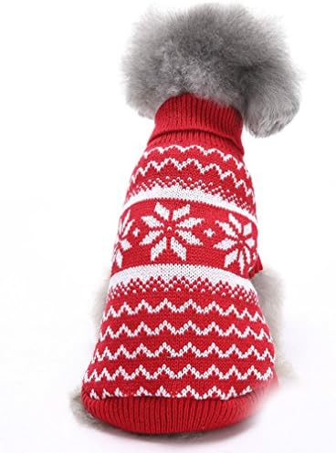 Sweaters Clothes For Dogs Nordic Pattern Inspired Fair Isle Snowflake Dog Sweaters for Puppy 8" Back Length, X-Small