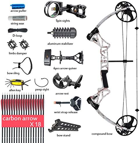 Compound Bow, for Adults, Archery Bow Set, Hunting Equipment with Accessories, 19-30" Draw Length,15-70Lbs Draw Weight(Ship from USA Warehouse) (red, Blue, camo, Black)