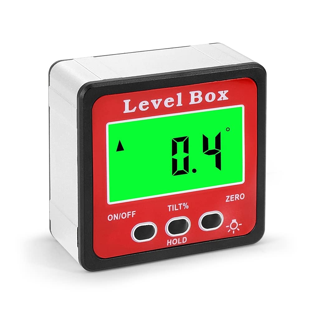 Nudiuhis Digital Level Box Protractor Angle Finder 90 Degree Level Gauge Bevel Gauge Inclinometer with Magnetic Based Backlight