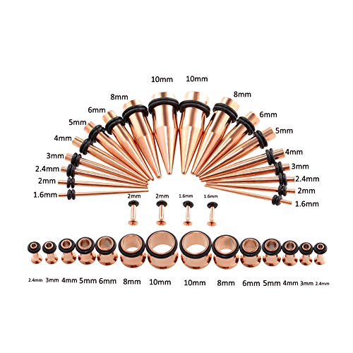 Xpircn 36PCS 14G-00G Taper Gauge Plugs Stainless Steel Ear Stretching Kit with Rubber O-Rings for Men Women - Thumbnail 2