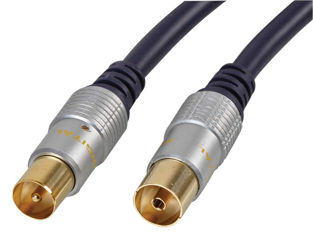 Pro Signal PSG00825 HQ Fly Lead, Coaxial Male to Female, 2m, Black