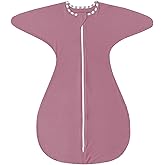 ZIGJOY Shark-Fin Transitional Swaddle for Newborn - 0.5 Tog Rayon Made from Bamboo Transition Swaddle Sleep Sack 3-6 Months Baby Arms Up Swaddle Blanket with 2-Way Zipper, Purple