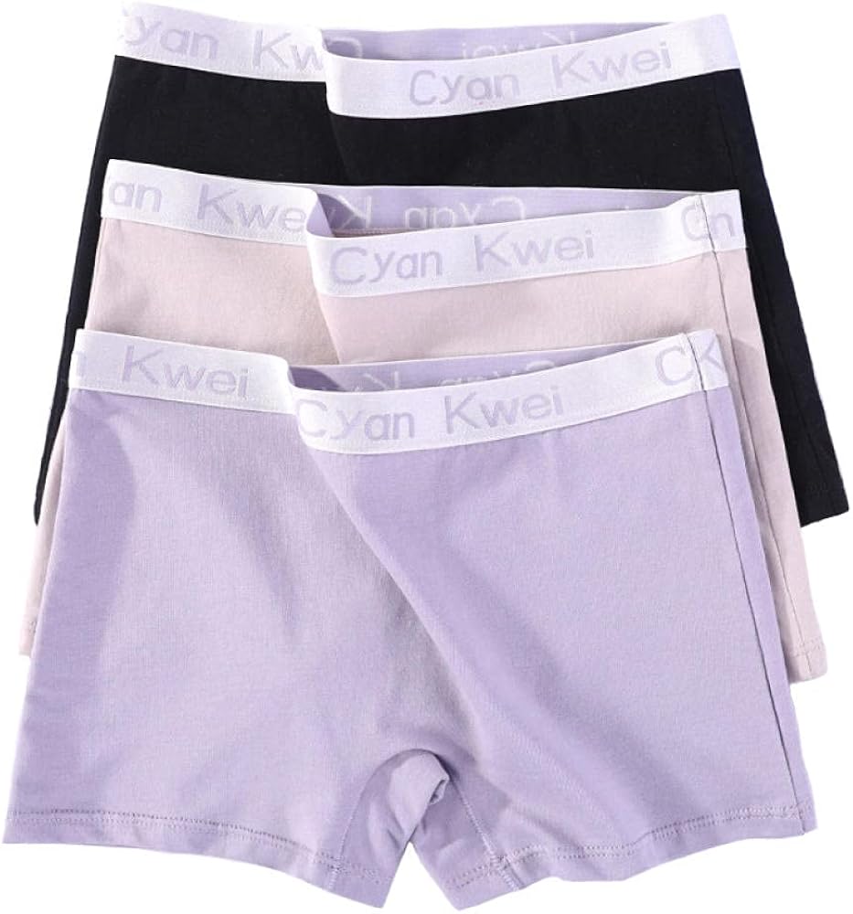 INNERSY Mutande Donna Boxer Vita Alta Comode Pantaloncino Intimo con Cavallo Cotone Pacco da 4 (M, 4 Beige