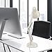ToJane LED Long Swing Arm Desk Lamp Clamp Metal Architect Adjustable Folding Twin-Arm Clip-on Table Lamp (White+Metal Base)