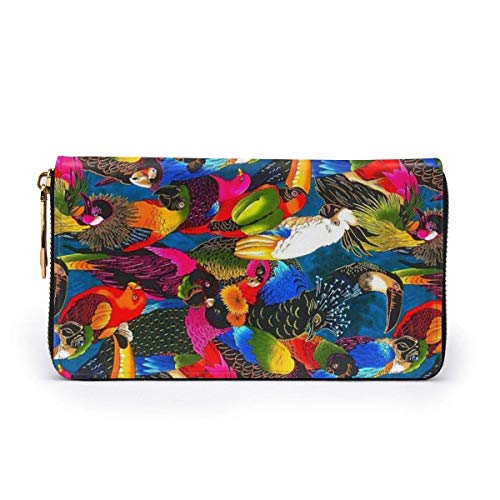 51H5K5YUB2L Colorido diseño de pájaros de loro carteras para hombres y mujeres de cuero largo titular de la tarjeta de cheques… Colorido diseño de pájaros de loro carteras para hombres y mujeres de cuero largo titular de la tarjeta de cheques… - Imagen 3