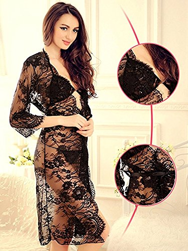 FasiCat-Womens-Lace-Kimono-Lingerie-Sexy-Mesh-Transparent-Nightgown
