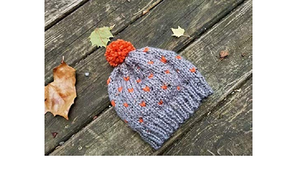 Amazon Com Child Knit Hat Pom Pom Hat Gray And Orange Baby Beanie Child Bobble Hat Baby Ski Hat Toddler Hat Kid Beanie Kids Hat Handmade
