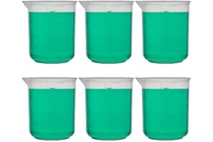 SEOH 500ml Plastic Beaker, Low Form, Reusable, Polypropylene, Molded Graduations (Pack of 6)