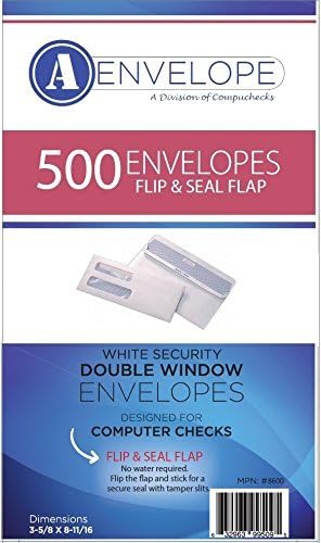 Double Window Security Envelope - Flip and Seal Compatible With QuickBooks Check