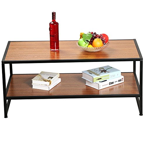 Yaheetech Modern Living Room 2 Shelf/Tier Large Rectangle Wood Coffee