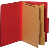 Pendaflex Classification Folders, Standard, 2 Dividers, Embedded Fasteners, 2/5 Cut Tab, Bright Red, Legal Size, 10/BX (29031P)