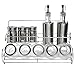 All-in-1 Stainless Steel Condiment Set With 2 Oil/Vinegar Bottle Cruets, 3 Shaker Spice Jars, 5 Glass Canister Jars & Chrome Rack