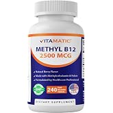 Vitamatic Methyl B12 2500 mcg with Folic Acid &ndash; Natural Berry Flavor &ndash; 240 Fast Dissolve Tablets &ndash; Methylcobalamin Vitamin B12 for Energy &amp; Nervous System Support &ndash; Vegan &amp; Non-GMO Supplement