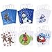 JOYIN 24 Christmas Kraft Paper Gift Bags with Handles Blue and White with Assorted Christmas Prints for Holiday Goody Bags, School Classrooms and Party Favors