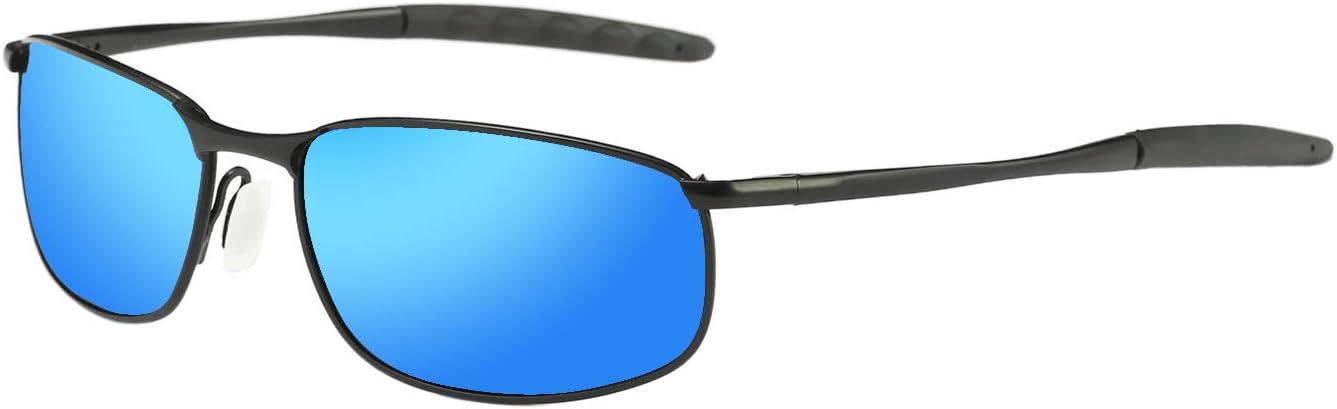 Polarized Sunglasses for Men, ZHILE 8-base Curve Wrap Metal Frame for Fishing Sporting Driving with Sunglasses Case