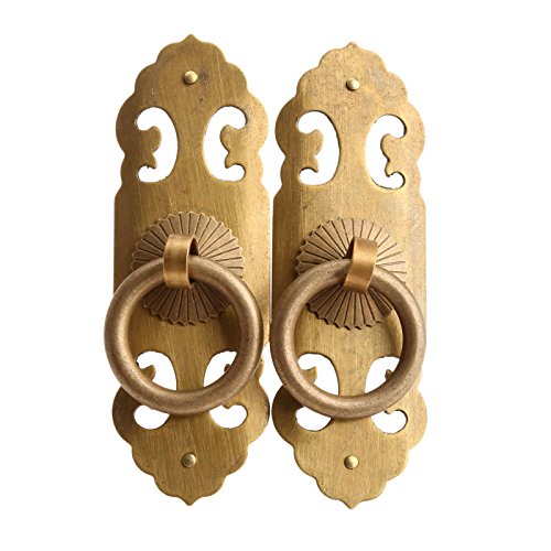 Door Drawer Brass Face Plate Handle Knocker Pull Knob Cabinet Lock Latch Chinese Style