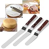 Icing Spatula, BESTOMZ 3 Offset Cake Spatula Set with Wooden Handle Stainless Steel Cake Decorating Spatulas (5.7