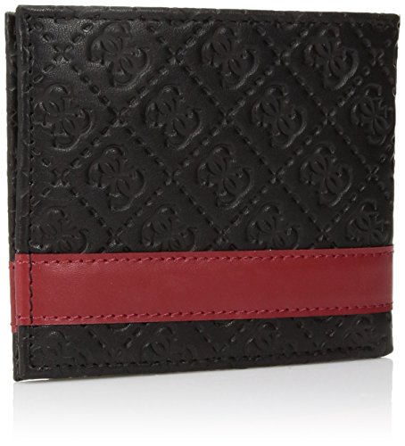 Guess Men's Mesa Id Bi-Fold Wallet,Black/Red,One Size