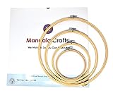 Mandala Crafts 4 Mini Large Bulk Circle Round Bamboo Cross Stitch Embroidery Hoop Frame Set (5, 7, 9 , 12 Inches)