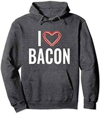 Unisex I Love Bacon Pullover Hoodie Rasher Lover Women Men Kids Small Dark Heather
