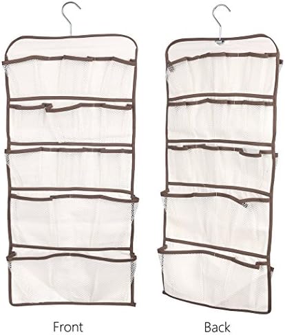 Hanging Storage Bag, HongKe Dual-side Storage Bag Organiser Cotton Fabric Closet Wardrobe Wall Door Storage Bags Socks Jewelry Bra Underwear Ties Home Organiser (26Pockets)