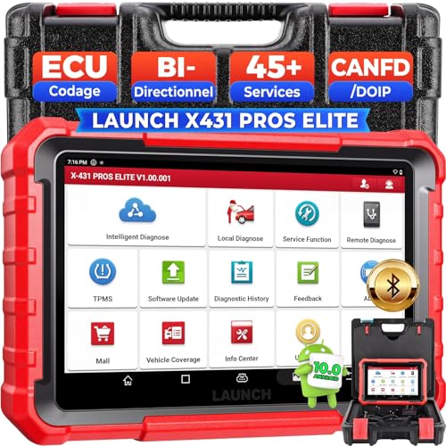 LAUNCH X431 Pros Elite OBD2 Auto Diagnostic Case, ECU Coding, Bi-Directional Full System Diagnosis, 45+ Service Functions, CANFD & DOIP, FCA Autoauth, 2 Year Update