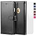 OCASE iPhone 6S Case [Screen Protector Included] Leather Wallet Flip Case for iPhone 6 / 6S Devices 4.7 Inch - Black