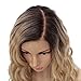 REMY FORTÉ Lace Front Wig For White Women Ombre Blonde Brown Roots Heat Resistant Fiber Wigs Synthetic Natural Wave Hair Wig With Large Area“L” Mono Lace 201Grams 18 Inches (NT6/613F)