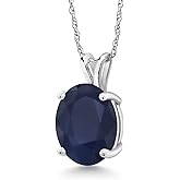 Gem Stone King 14K White Gold Oval Gemstone Birthstone Pendant Necklace | Oval 11X9MM | White Gold Necklace For Women | With 18 Inch Chain