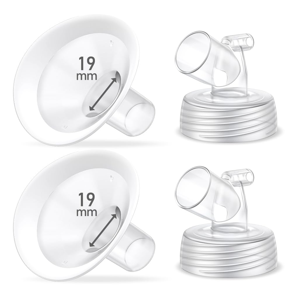 Photo 1 of 2 Packs 19mm Flange Set, Updated Soft Rim Shield and Wide Mouth Base Connector Pump Parts for Spectra S2 Spectra S1 9 Plus Breastpumps Accessories, 106 Degree Wider Opening Angel
