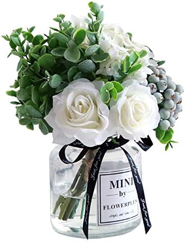 ラベンダ ローズベリー アジサイ ブーケ 花瓶入り 人工シルクフラワー 1セット Anadis Nl