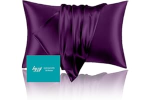 HYZSJ Mulberry Silk Pillowcase for Hair and Skin Standard Size 20"X 26" with Hidden Zipper, Softer Than Silk Pillow Cases Smooth Cooling Pillow Covers for Sleeping(Purple,Standard,1Pcs)