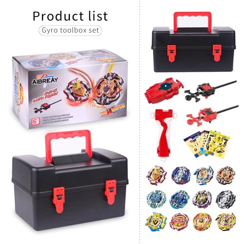 Battle for Nitro Spinning Top Box, Suitable for Ages 6+ | Battle Spinner Set, 12 Burst Gryo 2 Launchers 1 Starter Rope with Handle, Burst Spinner Box