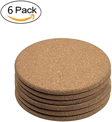 BOEISEN Cork Trivets Pot Pads Cork Coasters Pads for Hot Pans Kettles, 7.87 Inch Dia X 0.4 Inch Thick-6 Pcs