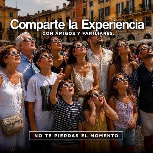 12 Gafas Eclipse Solar Homologadas ISO 12312-2 - Paquete de 12 Con 2 Lentes Fotográficos Para Smartphone Aprobados según la norma ISO, con certificación CE: Gafas para ver eclipses solar 2026