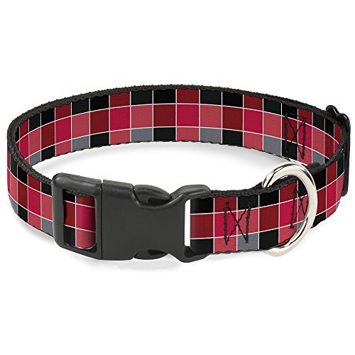 Buckle-Down Plastic Clip Collar - Checker Mosaic Red - 1.5" Wide - Fits 18-32"…