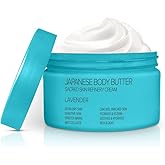 Onsen Japanese Body Butter for Women - Skin Refinery Cream Natural and Organic Shea Butter Moisturizing Clear Skin Exfoliator with Coconut Oil and Vitamin E - 8.6 fl oz / 255 ml (Lavender)