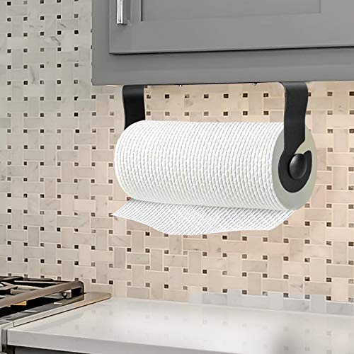 ODesign Adhesive Paper Towel Holder Under Cabinet for Kitchen Bathroom Wall Mount SUS 304 Stainless Steel No Drilling - Black - Thumbnail 4