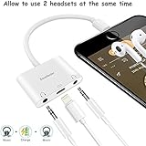 Excellenter Compatible Splitter &amp; Adapter Replacement for IP X / 8/8 Plus / 7/7 Plus, 3.5 mm Aux Audio Headphone Jack Adapter Dual 8 Pin Music Charge Cable Charger Connector
