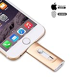 3 in 1 OTG USB Flash Drive, IOS USB Flash Drive 3.0 Jump Thumb Pen Drive Lightning Memory Stick for Apple IOS Android Computers (256GB, Gold)