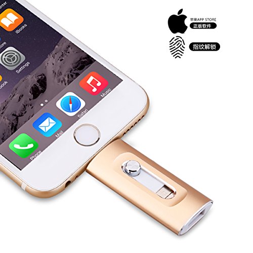 3 in 1 OTG USB Flash Drive, IOS USB Flash Drive 3.0 Jump Thumb Pen Drive Lightning Memory Stick for Apple IOS Android Computers (256GB, Gold)