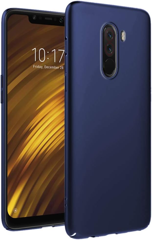 Ubros Network Back Cover Case for Xiaomi Poco F1 Mobile Phone | Ultra Slim Matte Finish Hard Case | Camera Protection Bump | Velvet Feel (Metallic Blue) [ Launch Offer ]