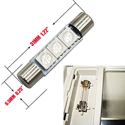 AMAZENAR 20-Pack 50 Lumens Blue 28MM(1.1") - 31MM(1.25") 12V LED Festoon Light 5050 3-SMD Sun Visor Vanity Mirror LED Bulbs for Vehicle 6615F 6614F 3021 3022 3175 T-2 SF6/6 (Blue)
