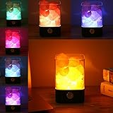 NEWKBO Himalayan Salt Lamp, Crystal Salt Lamp,Natural Air Purifying Dimmable Pink Salt Rock Crystal Amber LED Desk Night Light, Crystal Salt Lamp,with Adjustable 7 Colors Dimmer Control