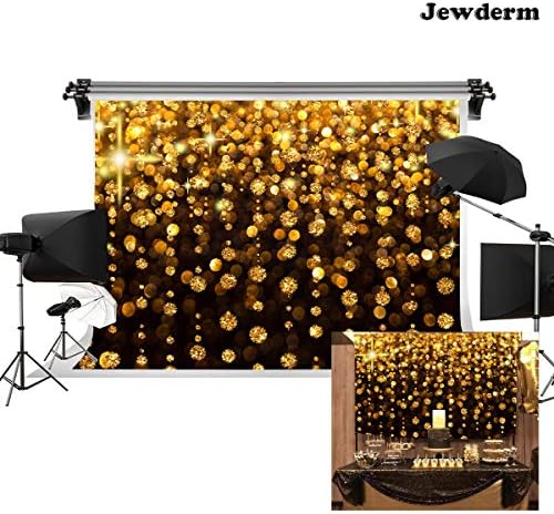 Jewderm 9x6ft Golden Glitter Sequin Photo Backgrounds Black Photography Backdrops Shining Decoration Curtain Baby Shower Birthday Party Booth Props